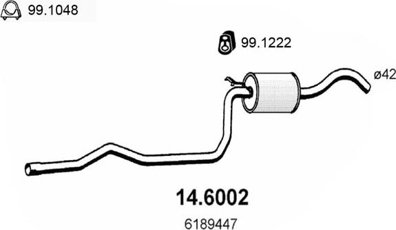 ASSO 14.6002 - Середній глушник вихлопних газів autozip.com.ua