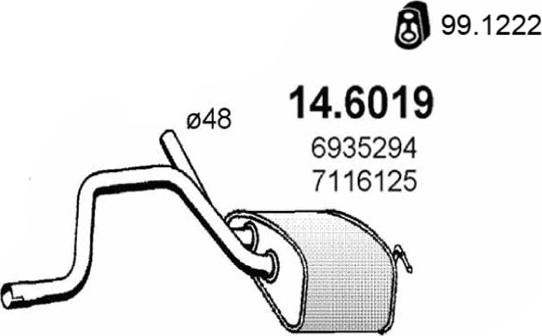 ASSO 14.6019 - Середній глушник вихлопних газів autozip.com.ua