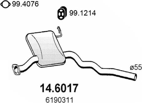 ASSO 14.6017 - Середній глушник вихлопних газів autozip.com.ua