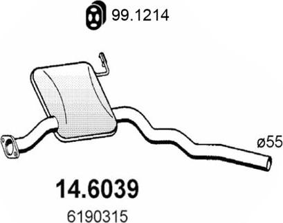 ASSO 14.6039 - Середній глушник вихлопних газів autozip.com.ua