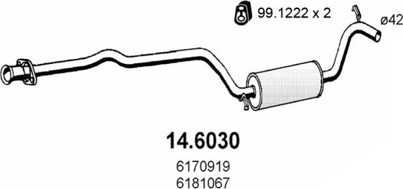 ASSO 14.6030 - Середній глушник вихлопних газів autozip.com.ua