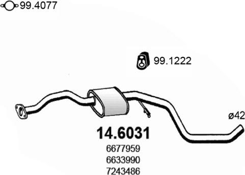 ASSO 14.6031 - Середній глушник вихлопних газів autozip.com.ua