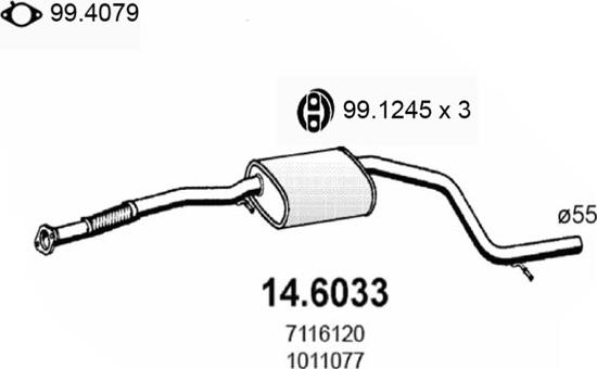 ASSO 14.6033 - Середній глушник вихлопних газів autozip.com.ua