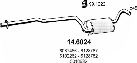 ASSO 14.6024 - Середній глушник вихлопних газів autozip.com.ua
