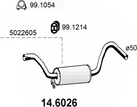 ASSO 14.6026 - Середній глушник вихлопних газів autozip.com.ua