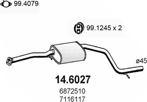 ASSO 14.6027 - Середній глушник вихлопних газів autozip.com.ua