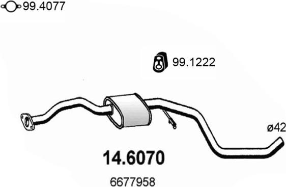 ASSO 14.6070 - Середній глушник вихлопних газів autozip.com.ua