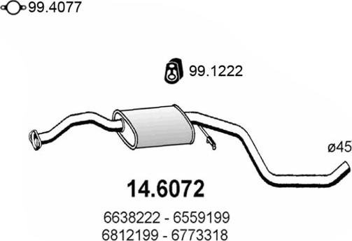 ASSO 14.6072 - Середній глушник вихлопних газів autozip.com.ua