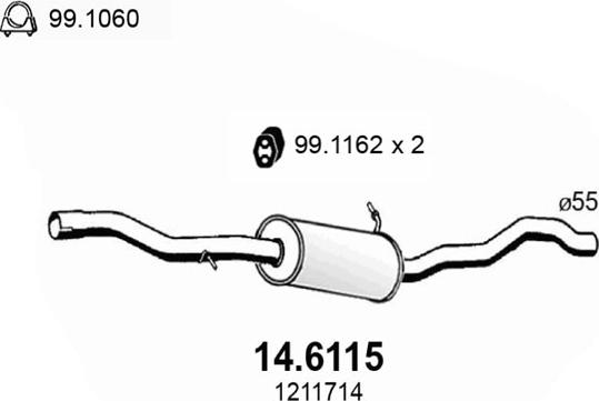 ASSO 14.6115 - Середній глушник вихлопних газів autozip.com.ua