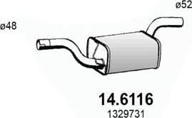 ASSO 14.6116 - Середній глушник вихлопних газів autozip.com.ua