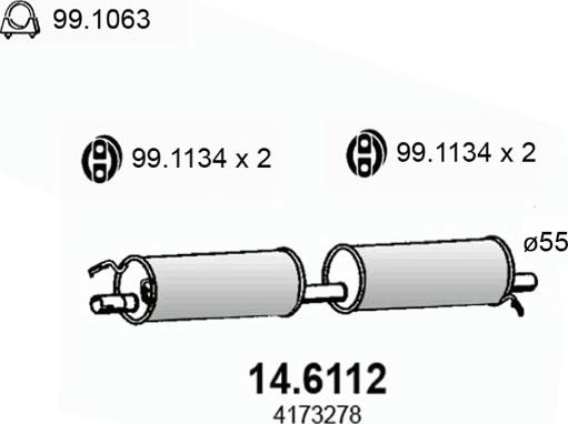 ASSO 14.6112 - Середній глушник вихлопних газів autozip.com.ua