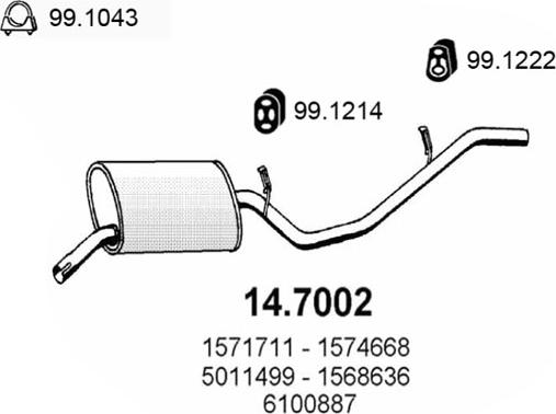 ASSO 14.7002 - Глушник вихлопних газів кінцевий autozip.com.ua