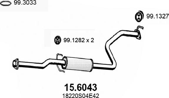 ASSO 15.6043 - Середній глушник вихлопних газів autozip.com.ua