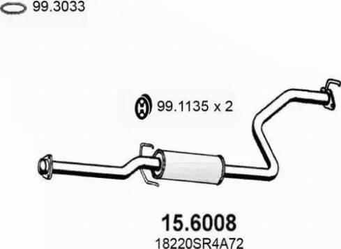 ASSO 156008 - Середній глушник вихлопних газів autozip.com.ua