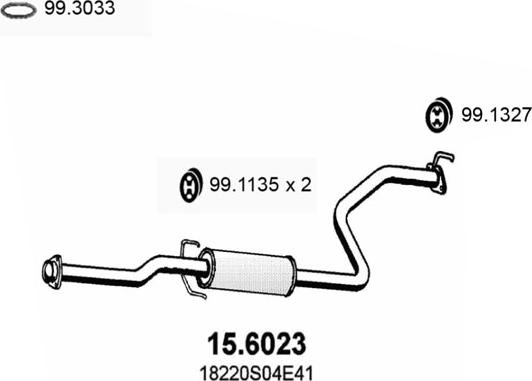 ASSO 15.6023 - Середній глушник вихлопних газів autozip.com.ua