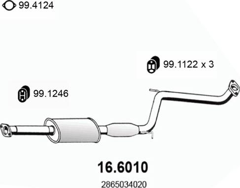 ASSO 16.6010 - Середній глушник вихлопних газів autozip.com.ua