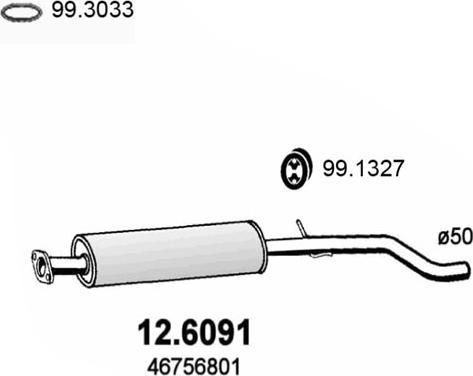 ASSO 12.6091 - Середній глушник вихлопних газів autozip.com.ua