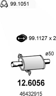 ASSO 12.6056 - Середній глушник вихлопних газів autozip.com.ua