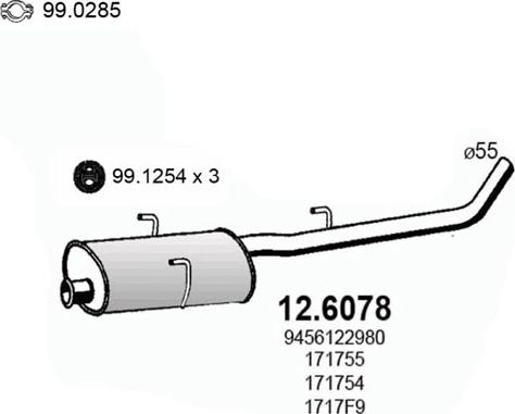 ASSO 12.6078 - Середній глушник вихлопних газів autozip.com.ua