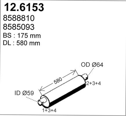 ASSO 12.6153 - Середній глушник вихлопних газів autozip.com.ua