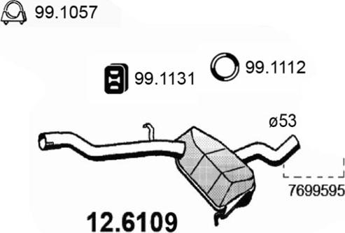 ASSO 12.6109 - Середній глушник вихлопних газів autozip.com.ua