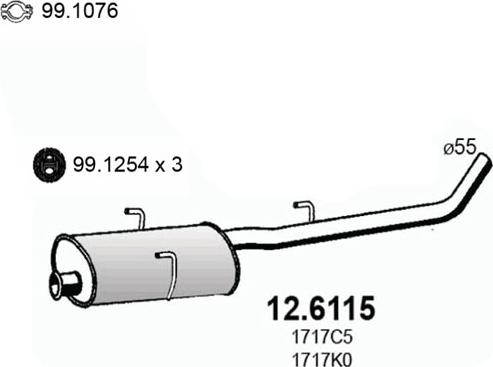 ASSO 12.6115 - Середній глушник вихлопних газів autozip.com.ua
