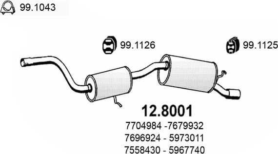 ASSO 12.8001 - Середній / кінцевий глушник ОГ autozip.com.ua