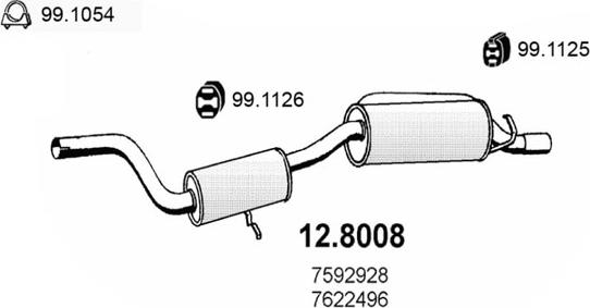 ASSO 12.8008 - Середній / кінцевий глушник ОГ autozip.com.ua