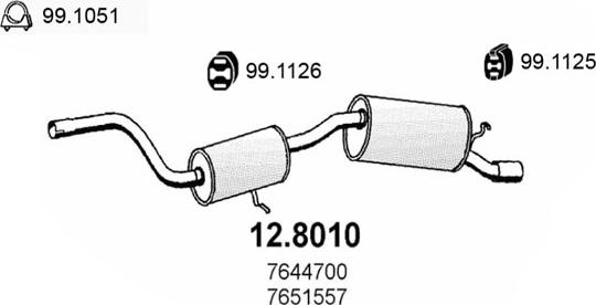 ASSO 12.8010 - Середній / кінцевий глушник ОГ autozip.com.ua