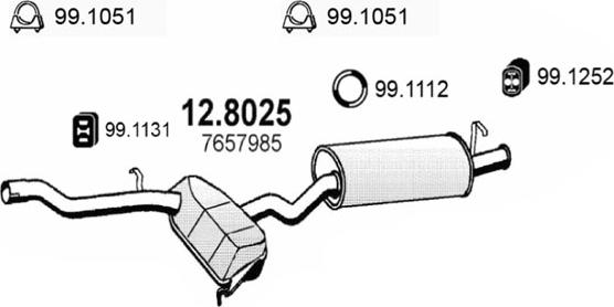 ASSO 12.8025 - Середній / кінцевий глушник ОГ autozip.com.ua