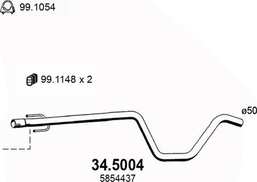ASSO 34.5004 - Труба вихлопного газу autozip.com.ua