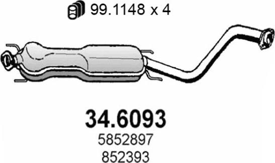 ASSO 34.6093 - Середній глушник вихлопних газів autozip.com.ua