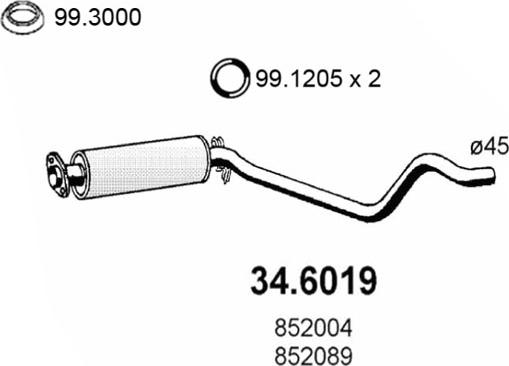 ASSO 34.6019 - Середній глушник вихлопних газів autozip.com.ua