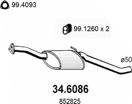 ASSO 34.6086 - Середній глушник вихлопних газів autozip.com.ua