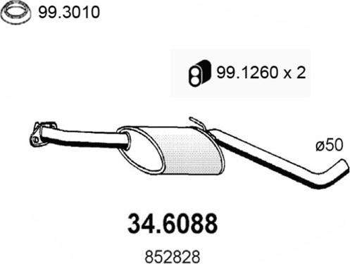 ASSO 34.6088 - Середній глушник вихлопних газів autozip.com.ua
