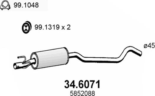 ASSO 34.6071 - Середній глушник вихлопних газів autozip.com.ua