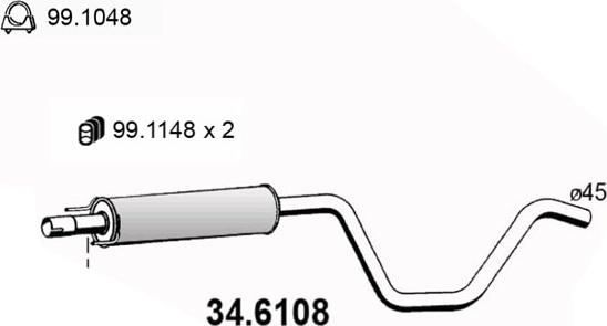 ASSO 34.6108 - Середній глушник вихлопних газів autozip.com.ua