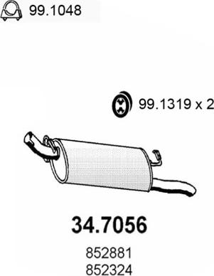 ASSO 34.7056 - Глушник вихлопних газів кінцевий autozip.com.ua