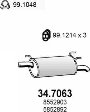 ASSO 34.7063 - Глушник вихлопних газів кінцевий autozip.com.ua