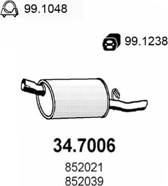 ASSO 34.7006 - Глушник вихлопних газів кінцевий autozip.com.ua