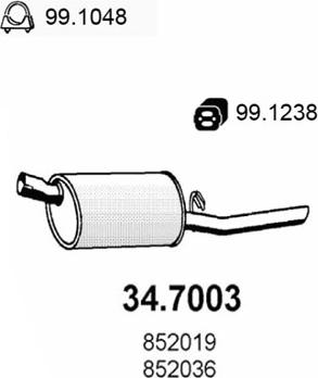 ASSO 34.7003 - Глушник вихлопних газів кінцевий autozip.com.ua