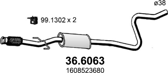 ASSO 36.6063 - Середній глушник вихлопних газів autozip.com.ua