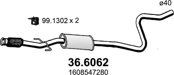 ASSO 36.6062 - Середній глушник вихлопних газів autozip.com.ua
