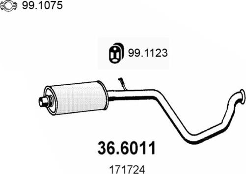 ASSO 36.6011 - Середній глушник вихлопних газів autozip.com.ua