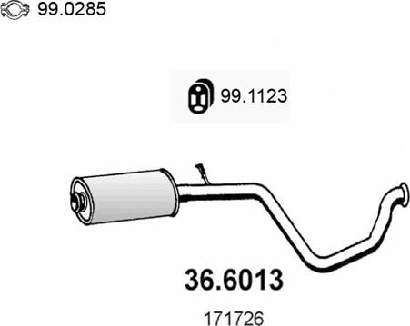 ASSO 36.6013 - Середній глушник вихлопних газів autozip.com.ua
