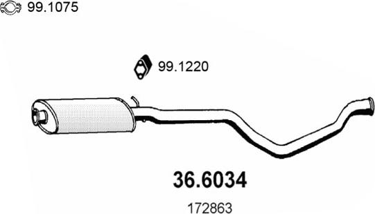 ASSO 36.6034 - Середній глушник вихлопних газів autozip.com.ua