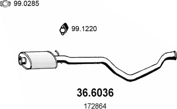 ASSO 36.6036 - Середній глушник вихлопних газів autozip.com.ua