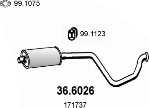 ASSO 36.6026 - Середній глушник вихлопних газів autozip.com.ua