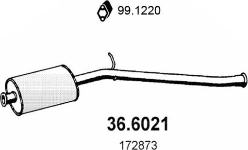 ASSO 36.6021 - Середній глушник вихлопних газів autozip.com.ua