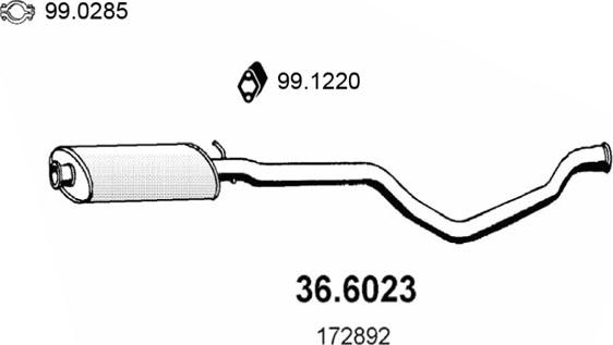 ASSO 36.6023 - Середній глушник вихлопних газів autozip.com.ua